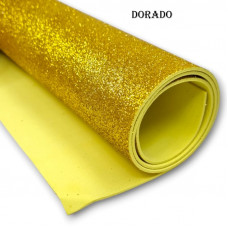 GOMA EVA GLITTER 40x60cm x10 UNIDADES DORADO