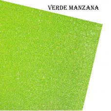 GOMA EVA GLITTER 40x60cm x10 UNIDADES VERDE MANZANA