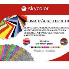 GOMA EVA GLITTER 40x60cm SKYCOLOR x10   GLEVA