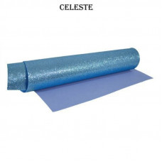 GOMA EVA GLITTER 40x60cm x10 UNIDADES CELESTE