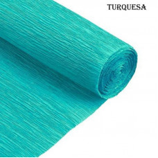 PAPEL CREPE 50cm x 2mts x10hjs TURQUESA