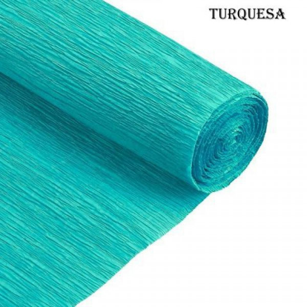 PAPEL CREPE 50cm x 2mts x10hjs TURQUESA