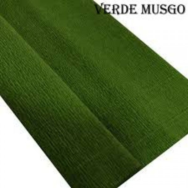 PAPEL CREPE 50cm x 2mts x10hjs VERDE MUSGO