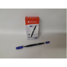 MARCADOR DUO DOBLE PTA 0.4/1mm AZUL x12 SKYCOLOR   JJ205369D-BL