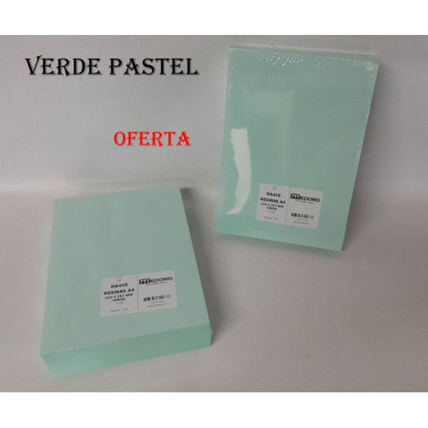 RESMA PAPEL VERDE A4 210x297mm 75grs x500hjs RA4VE5 MEDORO FTA