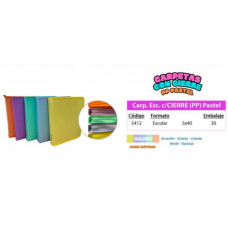 CARPETA3X40 C/CIERRE PASTEL 5412 CARTOPEL