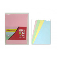 RESMA A4 75GR 100 HJS 4 COLORES SURT RA4SU5 MEDORO