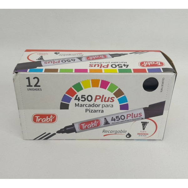 MARCADOR P/PIZ RECARG 450 P/RED X12 NEGRO 9521 TRABI