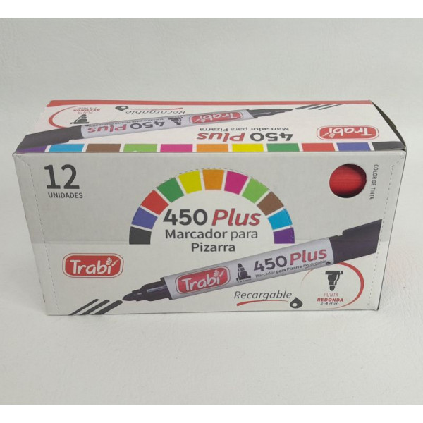 MARCADOR P/PIZ RECARG 450 P/RED X12 ROJO 9523 TRABI