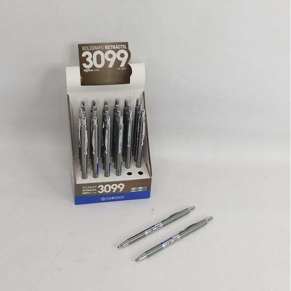 BOLIGRAFO AZUL METALICO RET 0.7MM  X24 3099A SABONIS
