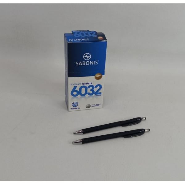 BOLIGRAFO NEGRO RETRACTIL 1 MM X24 6032N SABONIS