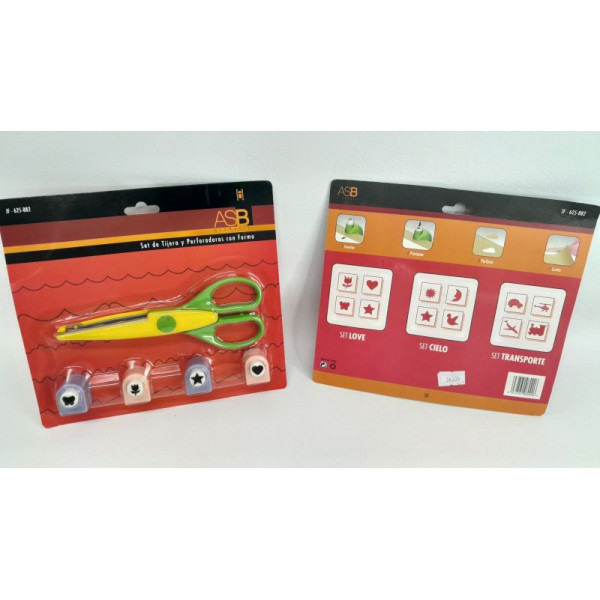 PERFORADORA CON FORMA  SET X4 + TIJERA FORMAS ASB
