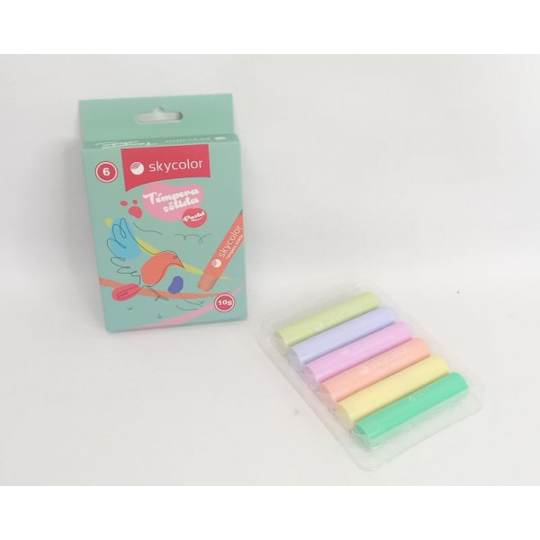 TEMPERA SOLIDA  PASTEL X6 10gr  JJ01030-6P SKYCOLOR