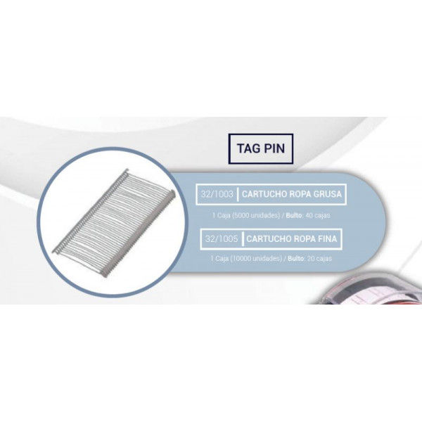 TAG PIN P/PISTOLA ROPA FINA 50mm X10000 ASB