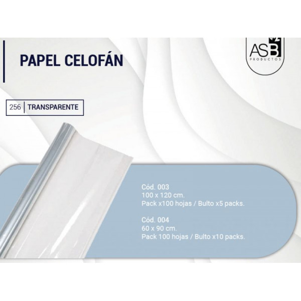 PAPEL CELOFAN TRANSPARENTE 60X90cm X10 256/4   ASB
