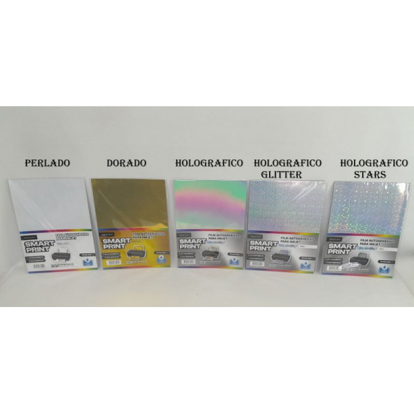 FILM ADHESIVO INJET A4 X10 PERL/DOR/HOLOG/GLIT/STARS