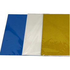 CARTULINA GLITTER X10 35X50cm BLANCO/CELESTE/DORADO 8905