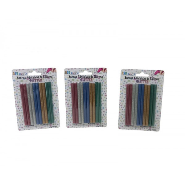 SILICONA EN BARRA GLITTER COLORES SURTIDOS X10 10cm 602/80 ASB