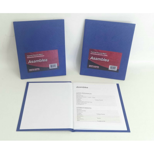 CUADERNO 19X23.5  AZUL RAY 50hjs 90gr T/D 414 ASAMBLEA