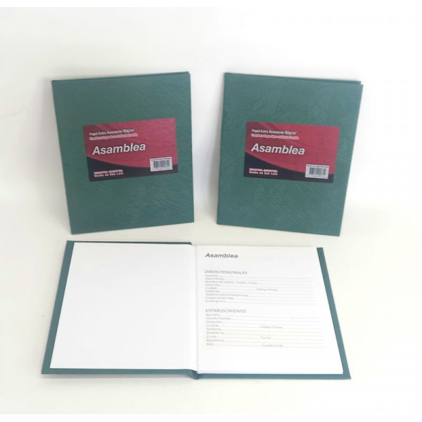 CUADERNO 19X23.5 VERDE RAY 50hjs 90gr T/D 416 ASAMBLEA