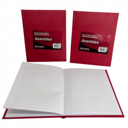 CUADERNO 19X23.5 RAYADO 48hjs 90gr T/D ROJO 418  ASAMBLEA