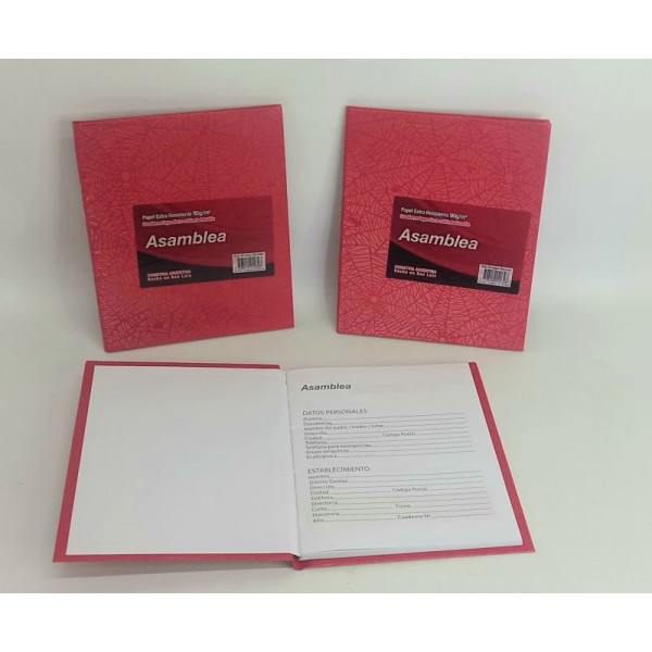 CUADERNO 19X23.5 ROJO RAY 50hjs 90gr T/D 418 ASAMBLEA
