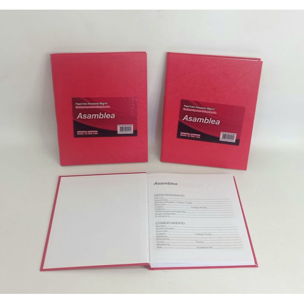 CUADERNO 19X23.5  ROJO RAY 100hjs 90gr T/D 419 ASAMBLEA