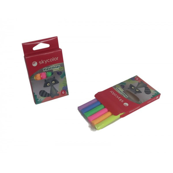 PLASTILINA X 6 FLUO JJ025-6F SKYCOLOR