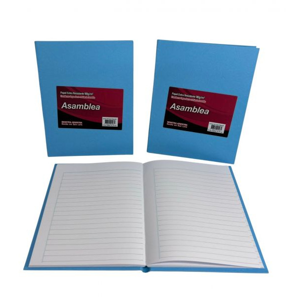 CUADERNO 19X23.5 RAYADO 98hjs 90gr T/D  CELESTE 423 ASAMBLEA