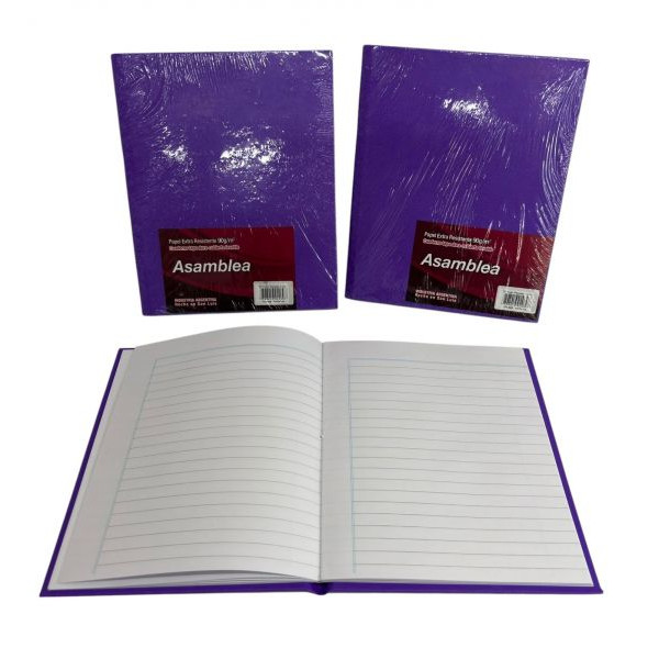 CUADERNO 19X23.5  RAYADO 48hjs 90gr T/D LILA  426  ASAMBLEA