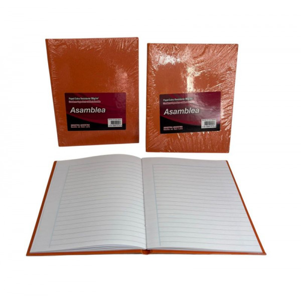 CUADERNO 19X23.5  RAYADO 48hjs 90gr T/D NARANJA 428  ASAMBLEA
