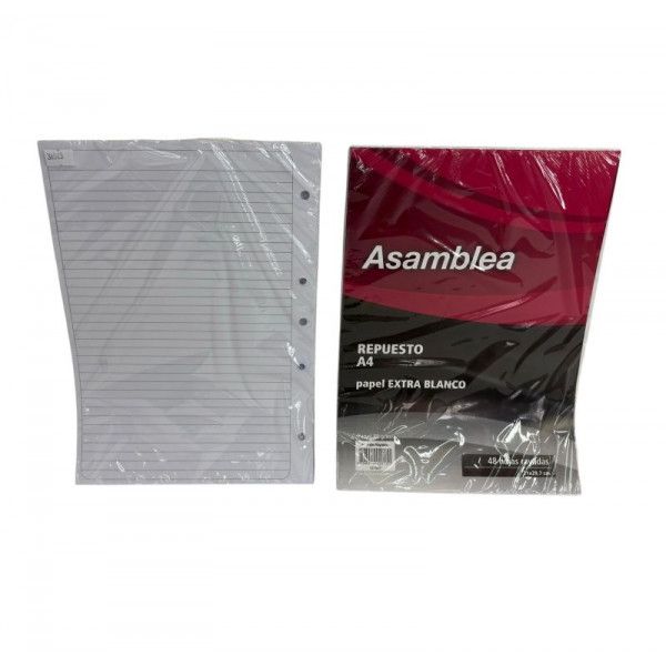 REPUESTO A4 RAYADO 48hjs 90gr 5 PERF 927 ASAMBLEA