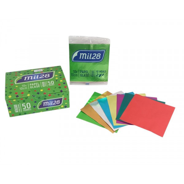 PAPEL GLACE METALIZADO 10X10cm X10hjs SURT 6900 MIL28