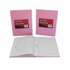 CUADERNO 19X23.5  RAYADO 48hjs 90gr T/D ROSA 420  ASAMBLEA