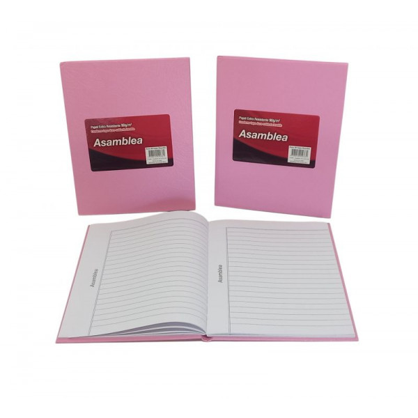 CUADERNO 19X23.5  RAYADO 48hjs 90gr T/D ROSA 420  ASAMBLEA