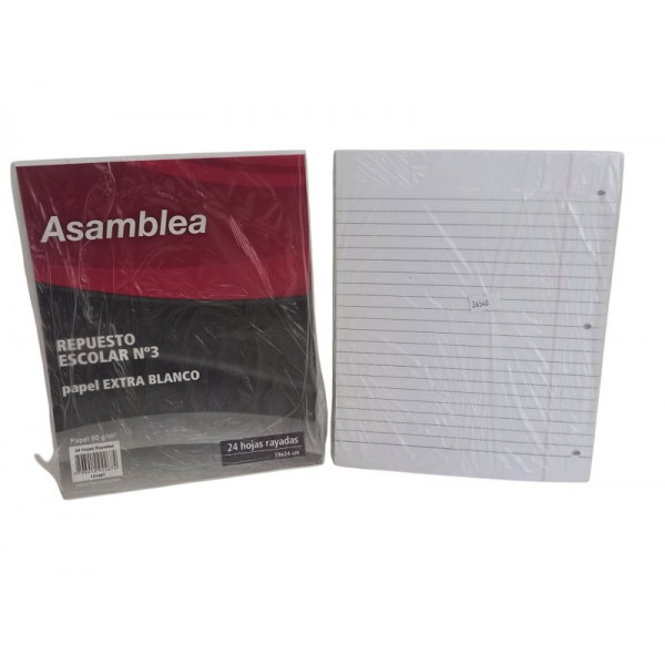 REPUESTO ESCOLAR RAYADO 24hjs 90gr 487 ASAMBLEA