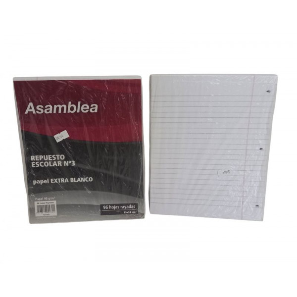 REPUESTO ESCOLAR RAYADO 96hjs 90gr 489 ASAMBLEA