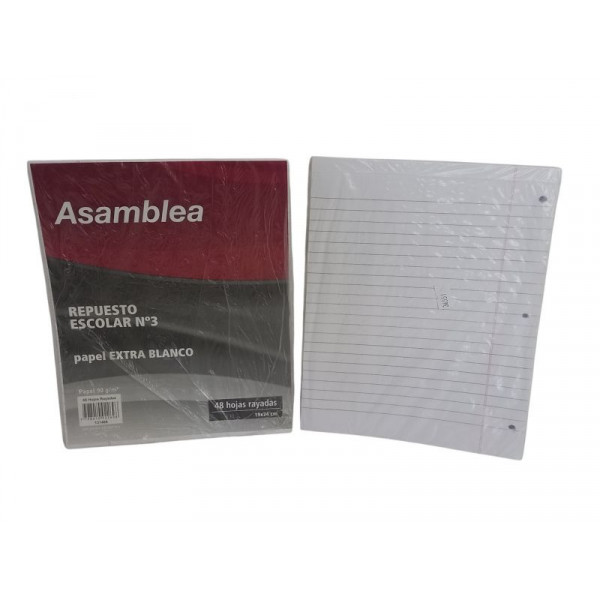 REPUESTO ESCOLAR RAYADO 48hjs 90gr 488 ASAMBLEA