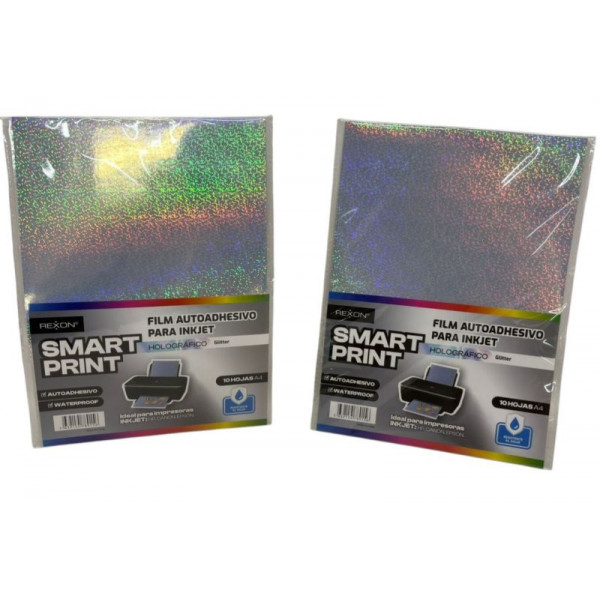 FILM ADHESIVO INKJET A4 X10 HOLOGRAFICO GLITTER  16536  REX