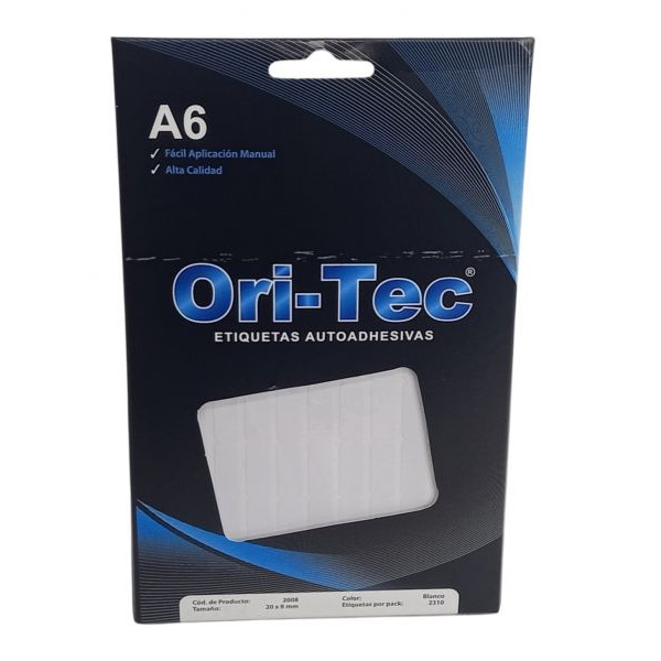 ETIQUETAS AUTOADHESIVAS A6 BLANCO 20X0,8mm CAJA X30 2008  ORITEC