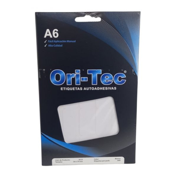 ETIQUETAS AUTOADHESIVAS A6 BLANCO 36X19mm CAJA X30 3619  ORITEC