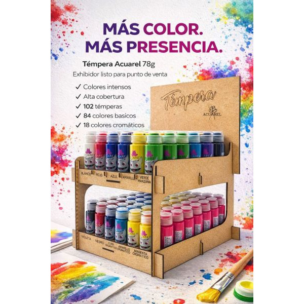 EXHIBIDOR DE TEMPERAS X78gr 102 UNIDADES  ACUAREL