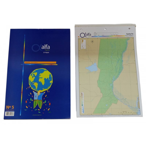 MAPA OFICIO SANTA FE FISICO-POLITICO  X20u 5240897  ALFA