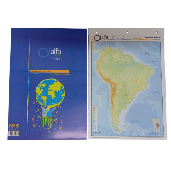 MAPA OFICIO AMERICA DEL SUR FISICO-POLITICO  X20u 5240835 ALFA