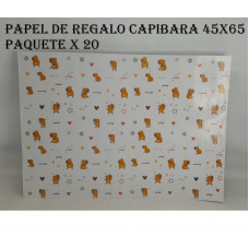 PAPEL DE REGALO CAPIBARA 65X45 (X20)