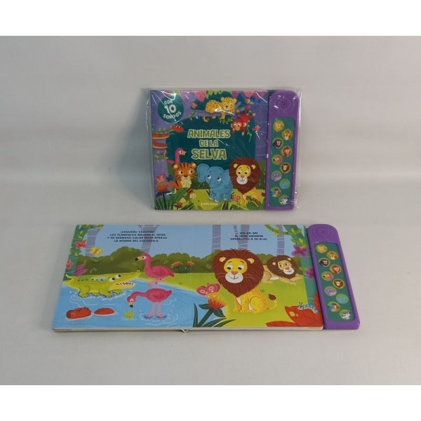 LIBRO CON SONIDO ANIMALES SELVA 20X25CM 9056