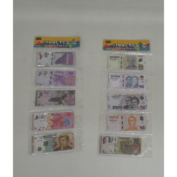 BILLETES DIDACTICOS SURTIDOS X100 UNIDADES