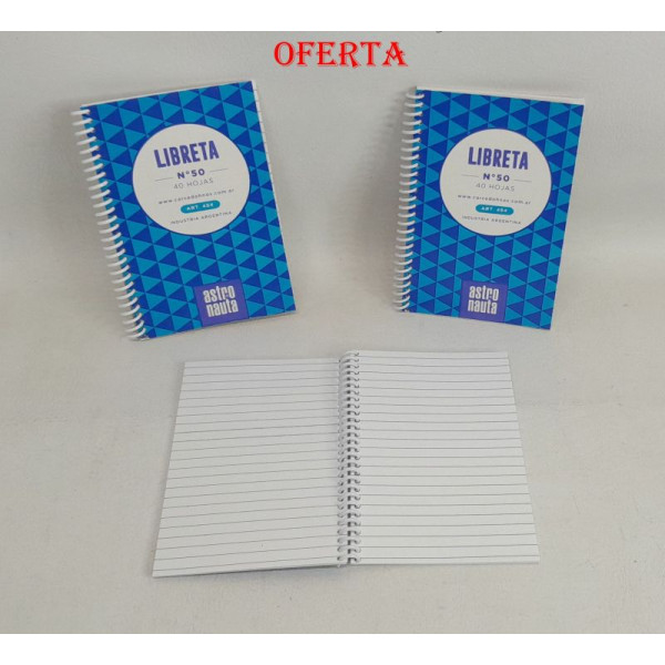 LIBRETA ESPIRAL Nro 50 40HJS 9,4X14CM 454
