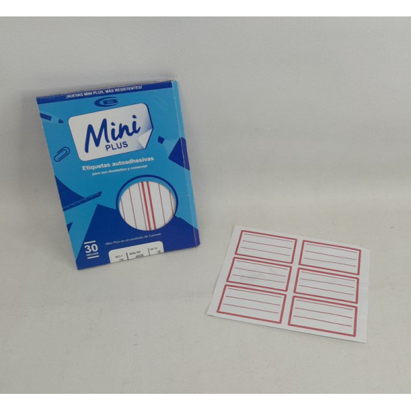 ETIQUETAS AUTOADHESIVAS ESC ROJO MINI PLUS 65X38MM 3UNIDADES 132