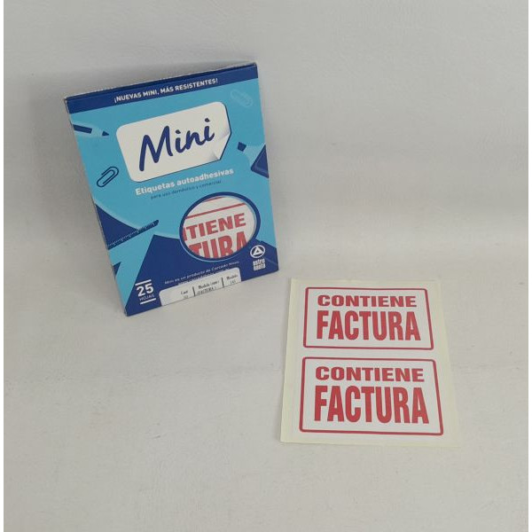 ETIQUETAS AUTOADHESIVAS CONTIENE FACTURA 25HJS 141